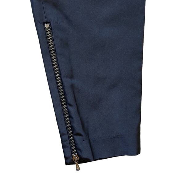 Magaschoni Silk Black Cropped Straight Leg Tailored Ankle Pants Side Zippers 6 - Picture 8 of 10